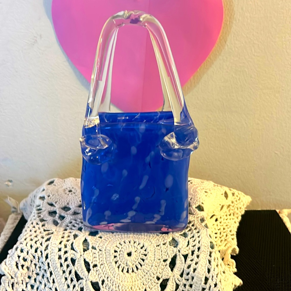 Murano Style  Hand Blown Purse/Handbag 
Vintage , Pristine Condition, Circa '80s